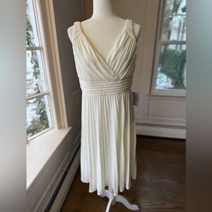 Suzi Chin for Maggy Boutique Ivory Pleated Jersey Dress NWT